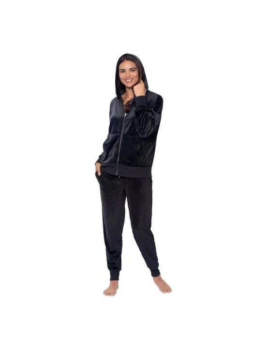 Felina Other - Velour Hoodie & Jogger Set By Felina XS Black Soft Lounge Wear